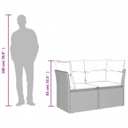 Gartensofa mit Kissen 2-Sitzer Schwarz Poly Rattan