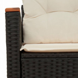 Gartensofa mit Kissen 2-Sitzer Schwarz Poly Rattan