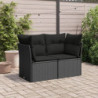 Gartensofa mit Kissen 2-Sitzer Schwarz Poly Rattan