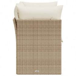 Gartensofa mit Kissen 2-Sitzer Beige Poly Rattan