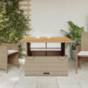 Gartentisch Beige 110x110x71 cm Poly Rattan und Akazienholz