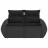 Gartensofa mit Kissen 2-Sitzer Schwarz Poly Rattan