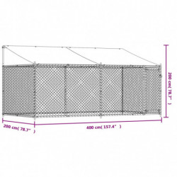 Hundezwinger mit Dach und Tür Grau 4x2x2 m Verzinkter Stahl