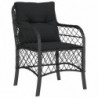 3-tlg. Bistro-Set mit Kissen Schwarz Poly Rattan