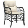 3-tlg. Bistro-Set mit Kissen Schwarz Poly Rattan