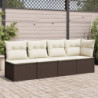 Gartensofa mit Kissen 4-Sitzer Braun Poly Rattan