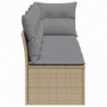 Gartensofa mit Kissen 4-Sitzer Beige Poly Rattan