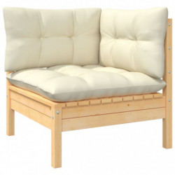 4-tlg. Garten-Lounge-Set Gawain mit Creme Kissen Kiefernholz