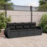 4-tlg. Garten-Sofagarnitur mit Kissen Schwarz Poly Rattan