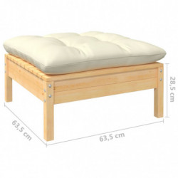 4-tlg. Garten-Lounge-Set Gebhard mit Creme Kissen Kiefernholz