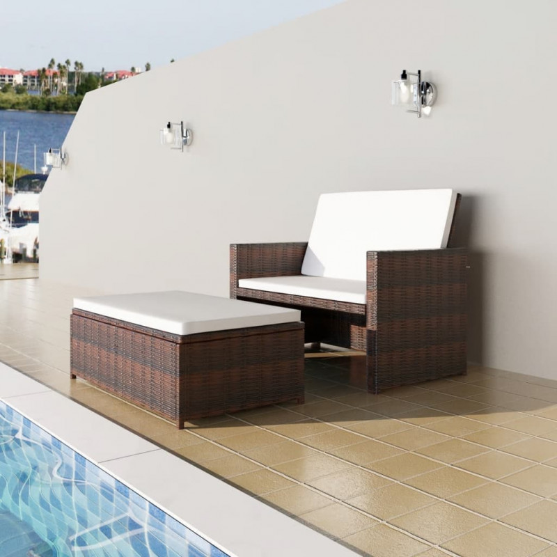 Gartensofa Umar Poly Rattan Braun