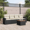 5-tlg. Garten-Sofagarnitur mit Kissen Schwarz Poly Rattan