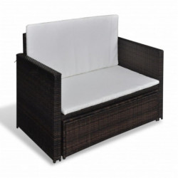 Gartensofa Umar Poly Rattan Braun