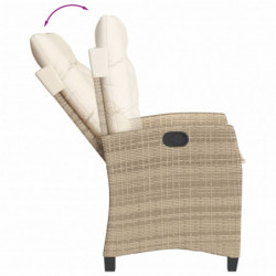 3-tlg. Garten-Essgruppe mit Kissen Beige Poly Rattan