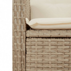 3-tlg. Garten-Essgruppe mit Kissen Beige Poly Rattan