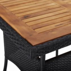 3-tlg. Garten-Essgruppe Eckard Schwarz Poly Rattan und Akazienholz