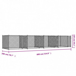 Hundezwinger mit Türen Grau 8x2x1,5 m Verzinkter Stahl