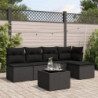 6-tlg. Garten-Sofagarnitur mit Kissen Schwarz Poly Rattan