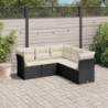 5-tlg. Garten-Sofagarnitur mit Kissen Schwarz Poly Rattan