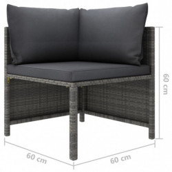 5-tlg. Garten-Lounge-Set Hendric mit Kissen Poly Rattan Grau