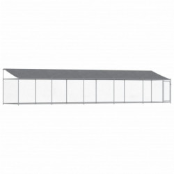 Hundezwinger mit Dach und Tür Grau 10x2x2 m Verzinkter Stahl