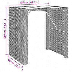 5-tlg. Gartenbar-Set mit Kissen Grau Poly Rattan