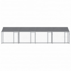 Hundezwinger mit Dach und Türen Grau 8x2x2 m Verzinkter Stahl