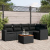 6-tlg. Garten-Sofagarnitur mit Kissen Schwarz Poly Rattan