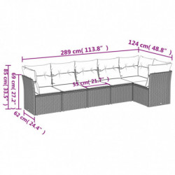 6-tlg. Garten-Sofagarnitur mit Kissen Grau Poly Rattan