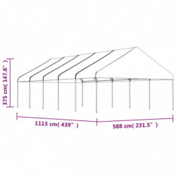 Pavillon mit Dach Weiß 11,15x5,88x3,75 m Polyethylen