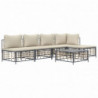 6-tlg. Garten-Lounge-Set mit Kissen Anthrazit Poly Rattan