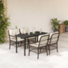 5-tlg. Garten-Essgruppe mit Kissen Braun Poly Rattan