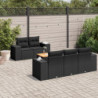 6-tlg. Garten-Sofagarnitur mit Kissen Schwarz Poly Rattan