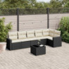 7-tlg. Garten-Sofagarnitur mit Kissen Schwarz Poly Rattan