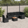 7-tlg. Garten-Sofagarnitur mit Kissen Schwarz Poly Rattan