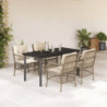 5-tlg. Garten-Essgruppe mit Kissen Beige Poly Rattan