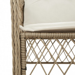 5-tlg. Garten-Essgruppe mit Kissen Beige Poly Rattan