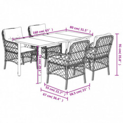 5-tlg. Garten-Essgruppe mit Kissen Beigemischung Poly Rattan