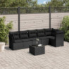 7-tlg. Garten-Sofagarnitur mit Kissen Schwarz Poly Rattan