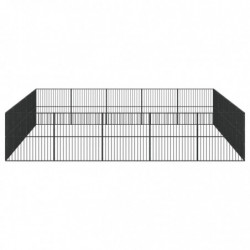 Hundelaufstall 20-tlg. Schwarz Verzinkter Stahl