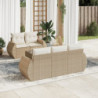 6-tlg. Garten-Sofagarnitur mit Kissen Beige Poly Rattan