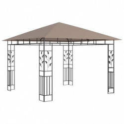 Pavillon Willow mit Moskitonetz & LED-Lichterkette 3x3x2,73 m Taupe