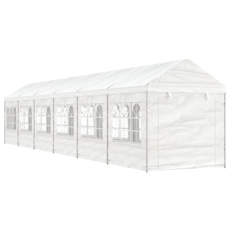 Pavillon mit Dach Weiß 13,38x2,28x2,69 m Polyethylen