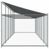 Hundezwinger mit Dach und Tür Grau 12x2x2 m Verzinkter Stahl