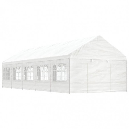Pavillon mit Dach Weiß 11,15x4,08x3,22 m Polyethylen