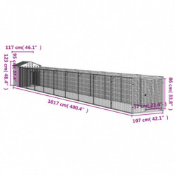 Hundehütte mit Dach Anthrazit 117x1017x123 cm Verzinkter Stahl