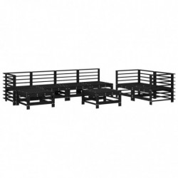 8-tlg. Garten-Lounge-Set Schwarz Massivholz Kiefer