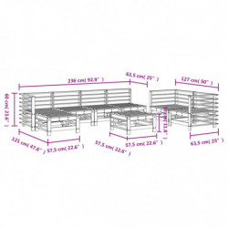 8-tlg. Garten-Lounge-Set Schwarz Massivholz Kiefer