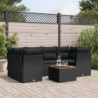 7-tlg. Garten-Sofagarnitur mit Kissen Schwarz Poly Rattan