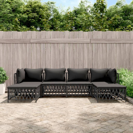 6-tlg. Garten-Lounge-Set mit Kissen Anthrazit Stahl